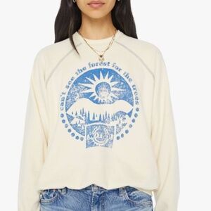 NWT MOTHER denim Biggie Concert Sweatshirt S trees